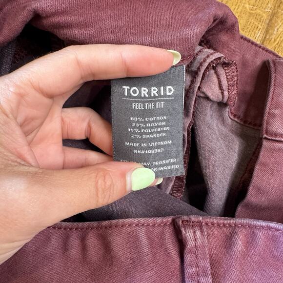 TORRID Jegging Super Soft Feel the Fit Jeans Womens Sz 20R HIgh Rise Burgundy - Picture 7 of 7